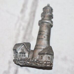 Vintage Spoon Pewter 4140 Lighthouse Brooch 2.25"